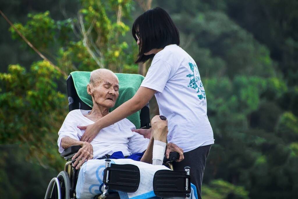 an palliative care patient in a wheel chair