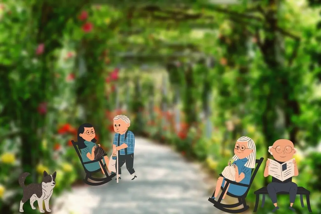 Senior friends in park